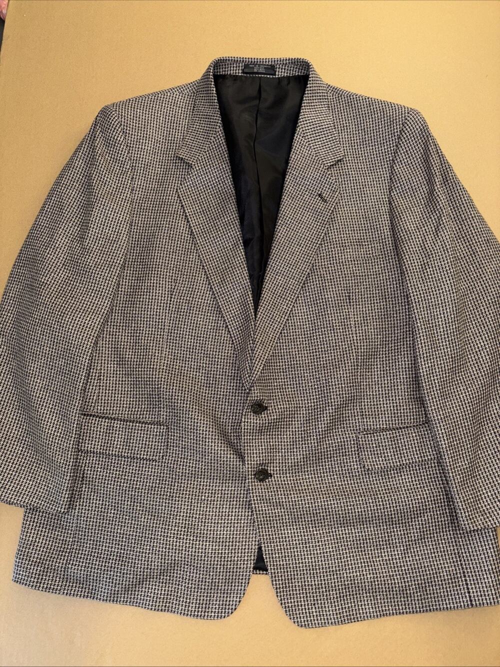 Men’s Blazer Andre Vachon Gray Brown Black Check 48R Nice Sport Jacket